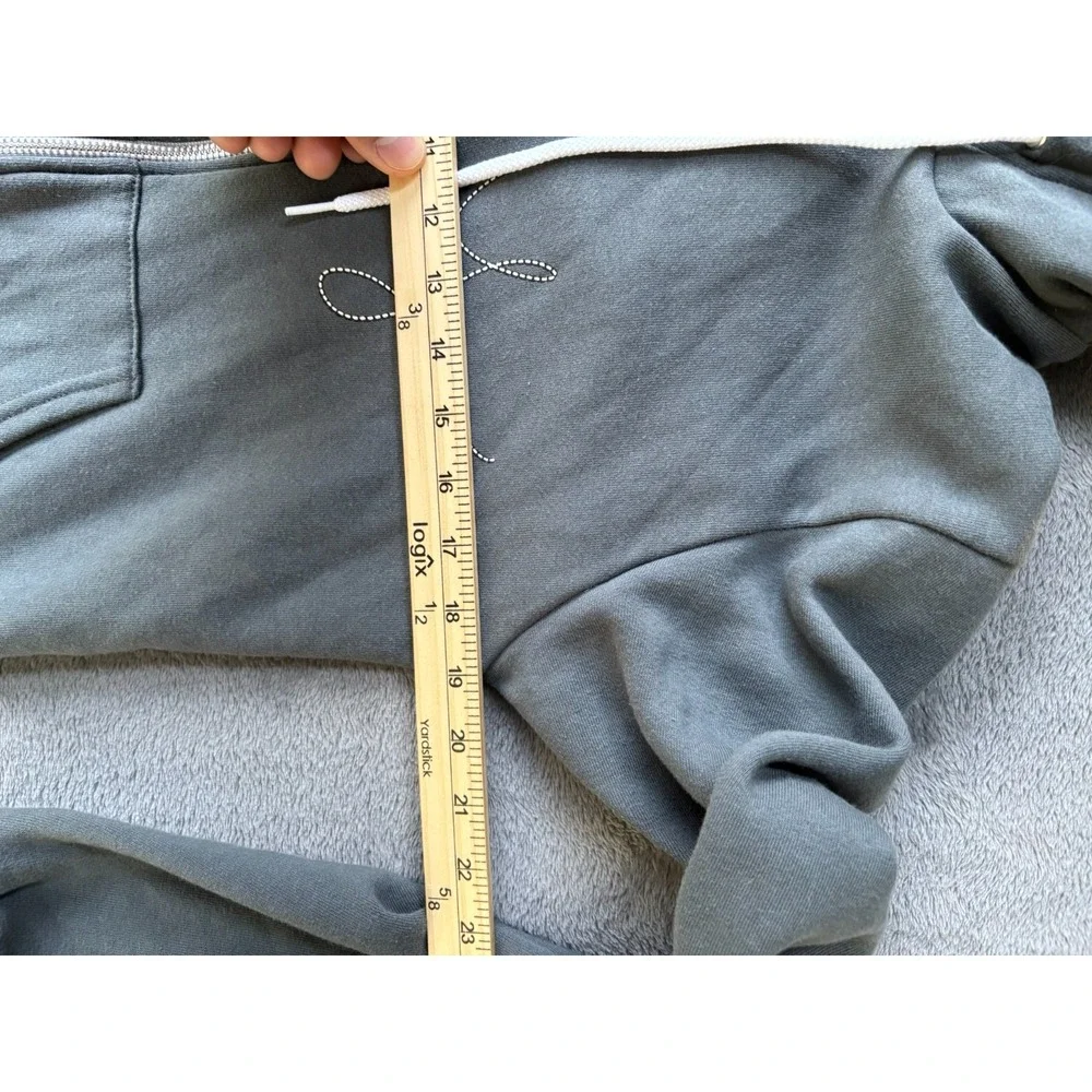 American Apparel Men's Full-Zip Hoodie Paper Plane Grey‎ Size Medium Y2K - Picture 4 of 6